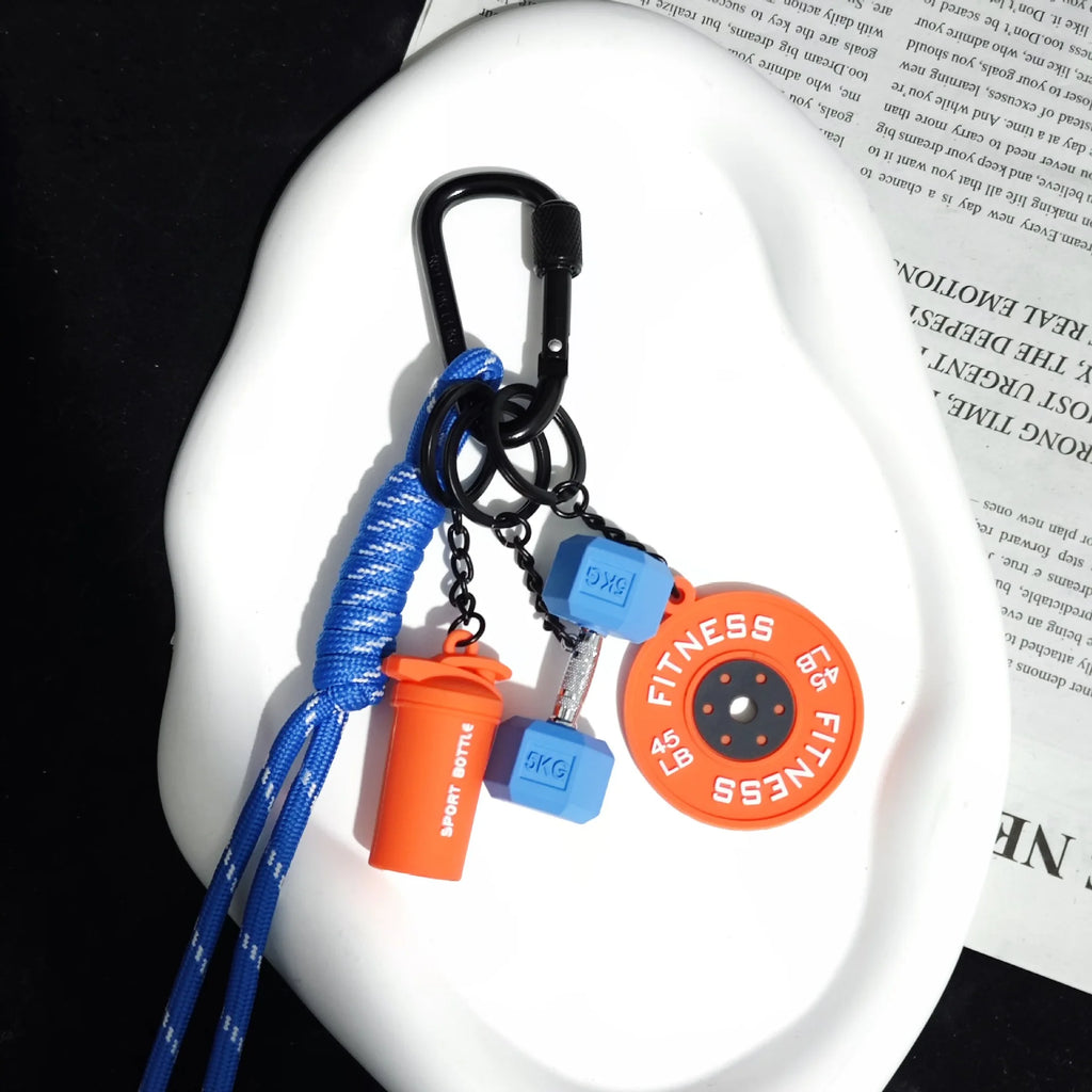 2025 HOT! Fitness Keychain Gym Barbell Key chain Weightlifting Keyring Silicone Weight Plate Gym Gifts Workout Gifts Bag gift