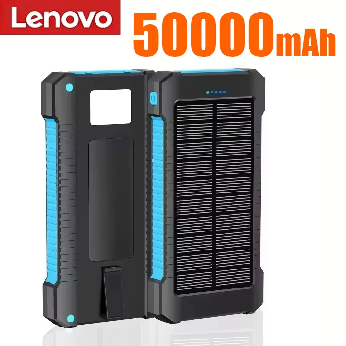 Lenovo 500000mAh Solar Power Bank Waterproof Outdoor Dual USB Ports Portable Solar Phone Charger Powerbank for Camping Travel