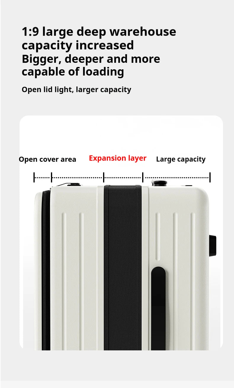 New Front Open Suitcase Hut Trolley Box 20/24/26 Inch High Quality Frame Large Capacity Suitcase Men's Ladies' Travel Case