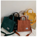 Rilibegan Shoulder Bag For Women New Style Simple Corduroy Portable Large Capacity Bag Ins Fashion Trend Small Square Handbag