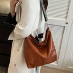 Women's Fashionable Solid Color Tote Bag, Casual Versatile Zipper Shoulder Bag for Daily Used, Trendy All-match Commuter Bag