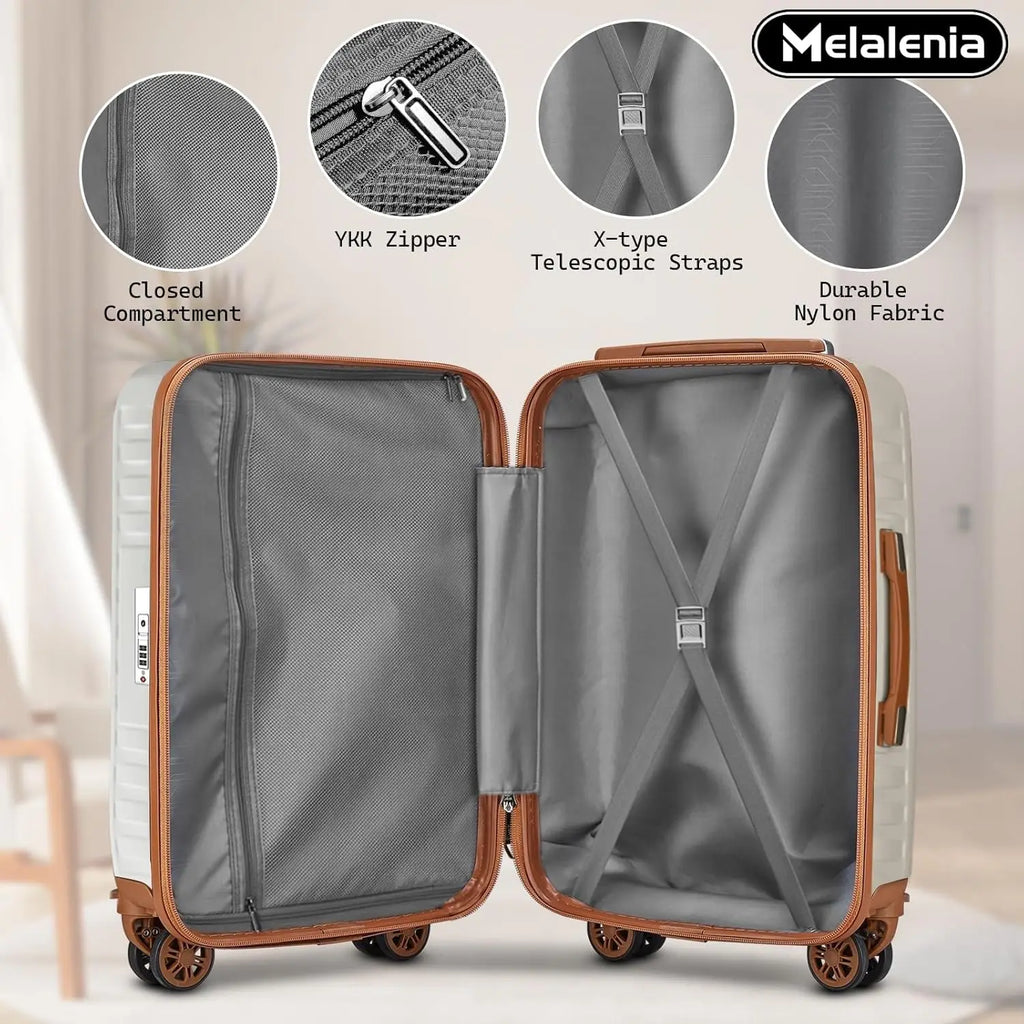 7-Piece Lightweight Durable Luggage Set, Family Travel Suitcase with TSA Lock and Smooth Spinner Wheels
