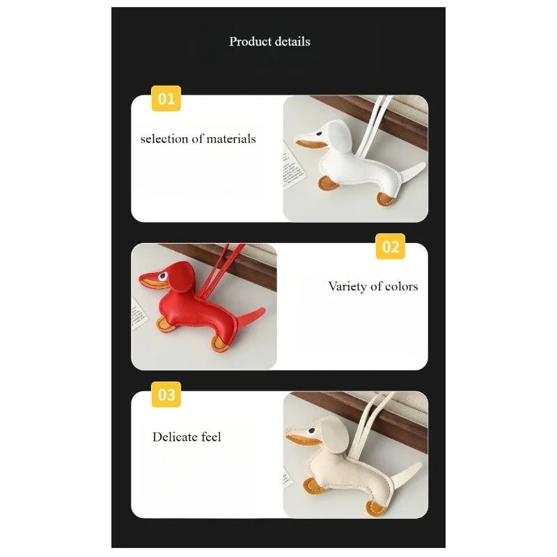 Dachshund leather pendant Korean version diy cute ins puppy bag pendant lanyard couple car pendant