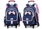 School Rolling Backpack for Girls Trolley School Bags Backpack with Wheels Carry-on Travel Luggage with Handbag Toddler Bags