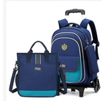 School Rolling Backpack for Girls Trolley School Bags Backpack with Wheels Carry-on Travel Luggage with Handbag Toddler Bags