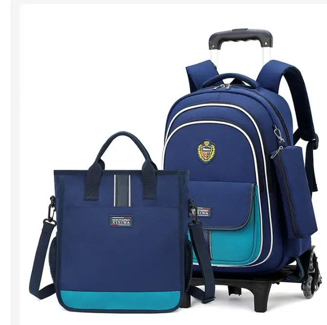 School Rolling Backpack for Girls Trolley School Bags Backpack with Wheels Carry-on Travel Luggage with Handbag Toddler Bags