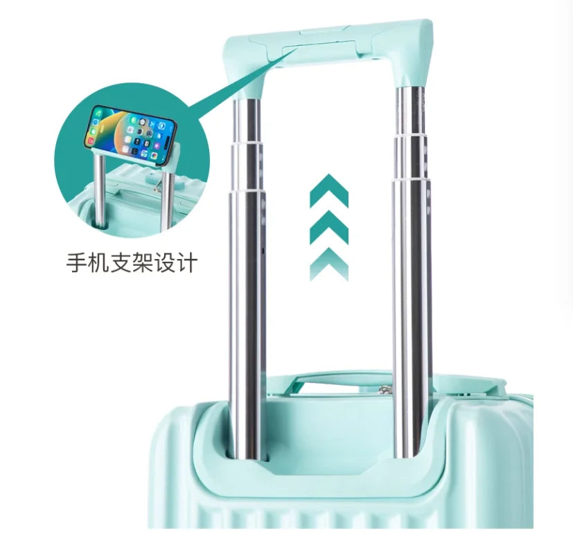 2025 New Style Luggage 14-Inch Fashionable Lightweight Boarding with Water Cup Holder Mobile Phone Holder Large Capacity Luggage