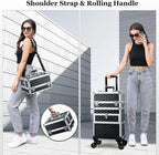 Rolling Makeup Case with Wheels Drawers Large Professional Cosmetology Trolley Case Lockable Travel Cosmetic Storage Train Cases