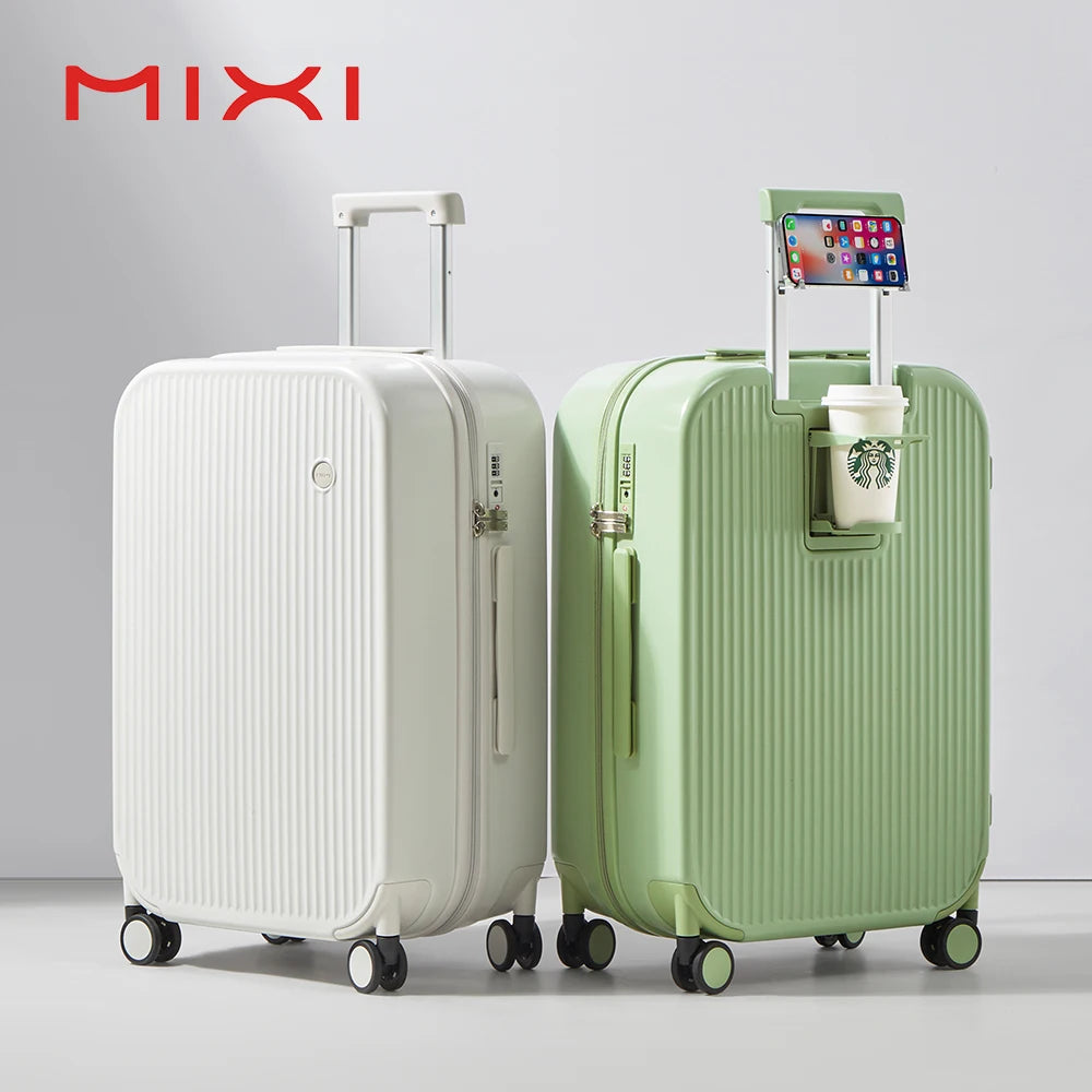 Mixi Carry-On Hardshell Luggage with Cup and Phone Holder with Spinner Wheels (20, 24, or 26")
