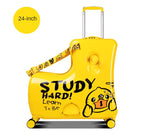 New children's riding suitcase on wheels kids cartoon trolley case travel suitcases can sit and ride horse rolling luggage gifts