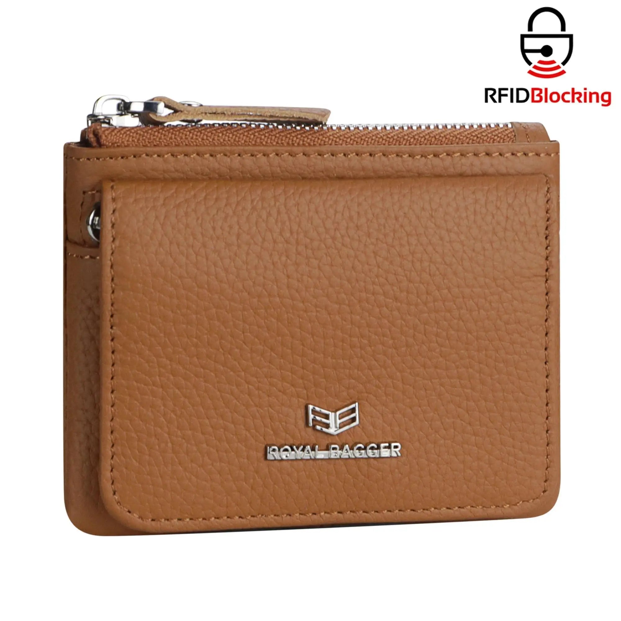 Royal Bagger Genuine Leather Women's Coin Purse Woman card holder wallet RFID Blocking Small Wallet Casual Zipper Change Pouch