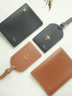 2PCS Custom Name Passport Holder & Luggage Tag Set Customized Gold Monogram Name Faux Leather Passport Cover with a Luggage Tag