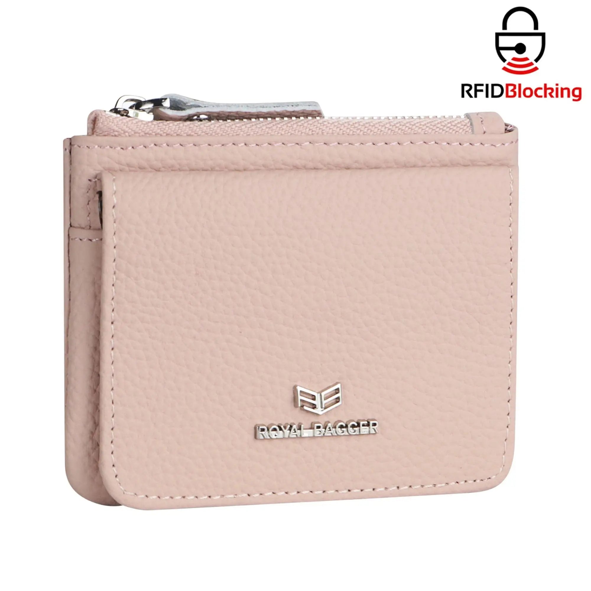 Royal Bagger Genuine Leather Women's Coin Purse Woman card holder wallet RFID Blocking Small Wallet Casual Zipper Change Pouch
