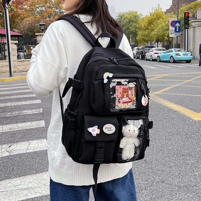 Cute Women Backpacks Waterproof Multi-Pocket Nylon School Backpack for Student Female Girls Kawaii Laptop Book Pack Mochilas