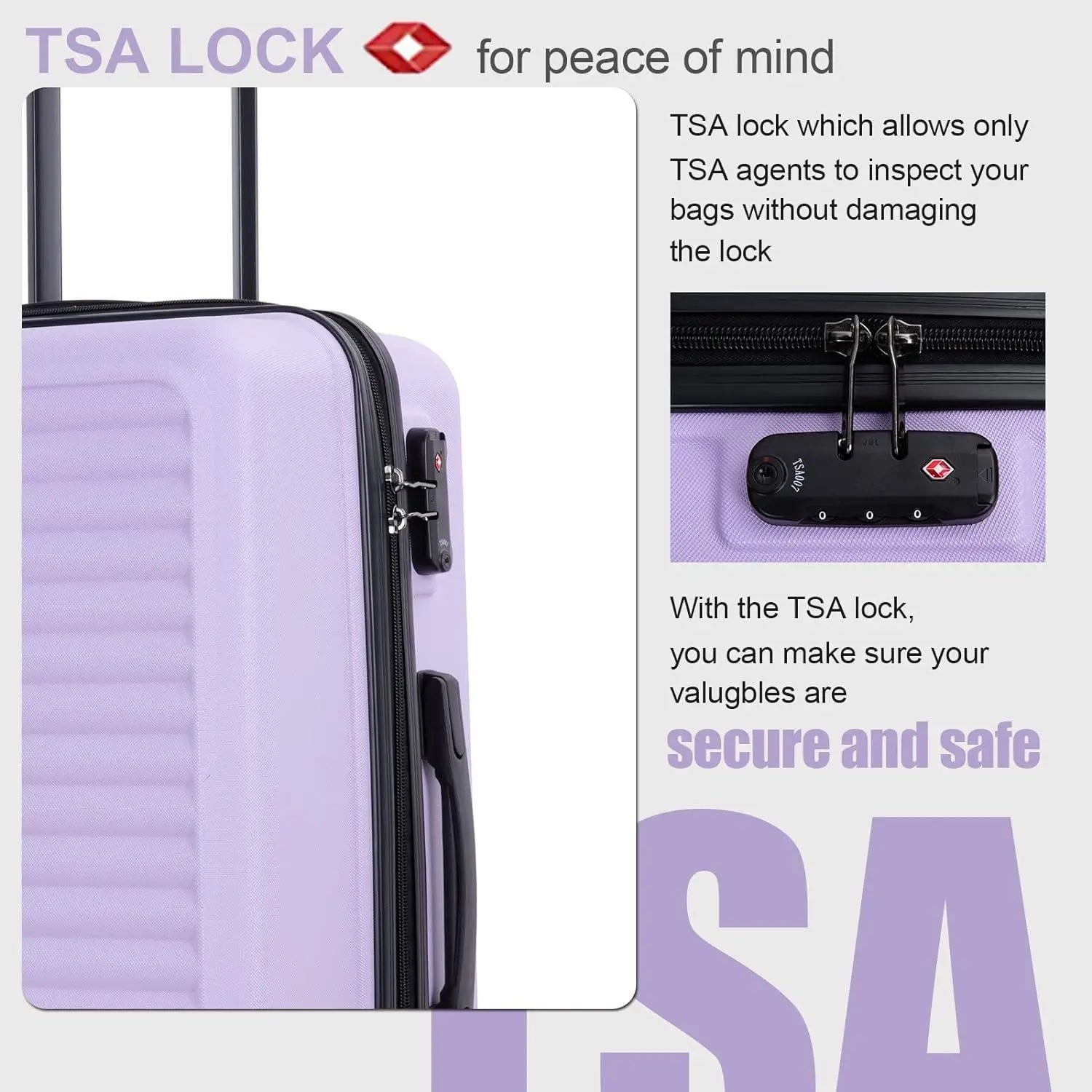 Travelhouse 3 Piece Hardside Luggage Set Hardshell Lightweight Suitcase with TSA Lock Spinner Wheels 20in24in28in