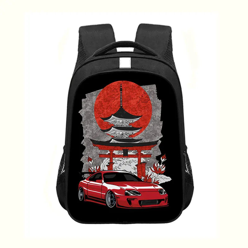 Japan JDM Racing Car Print Backpack Engine Turbo Women Men Rucksack Children School Bags for Teenager Laptop Backpack Travel Bag
