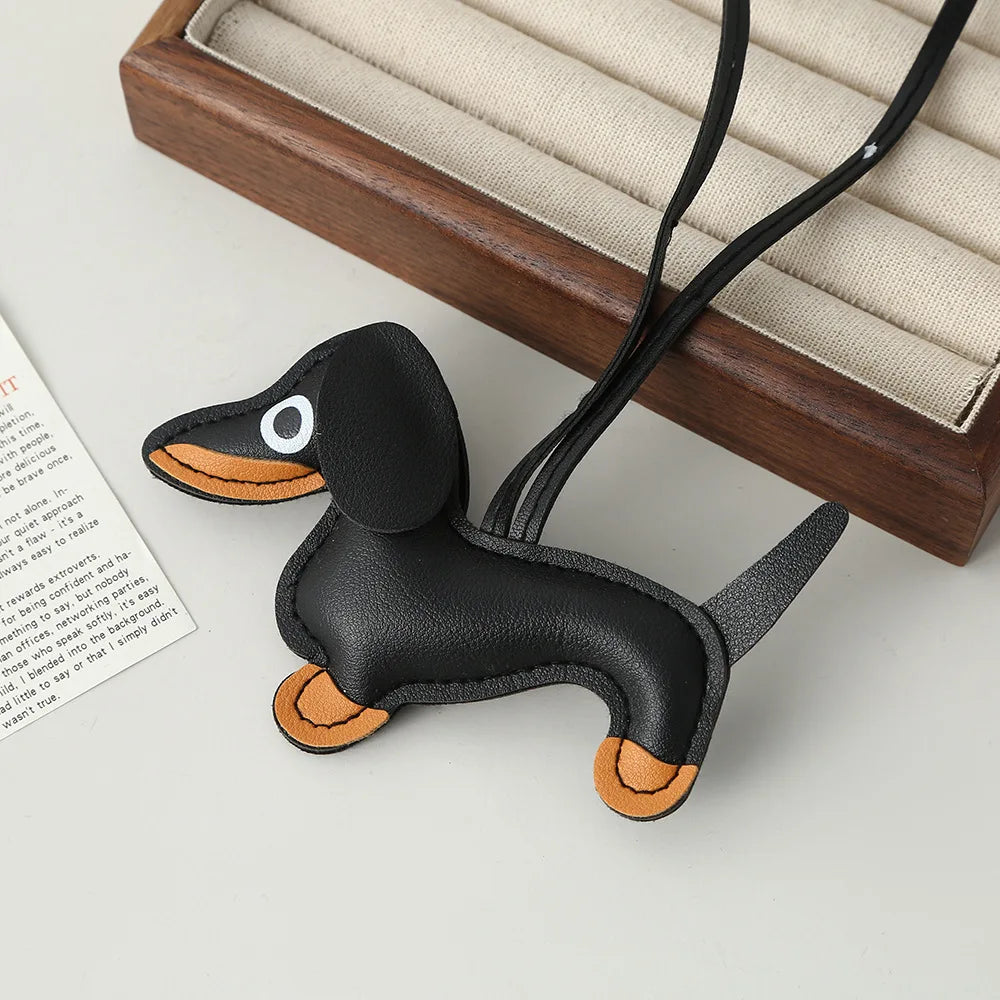 Dachshund leather pendant Korean version diy cute ins puppy bag pendant lanyard couple car pendant