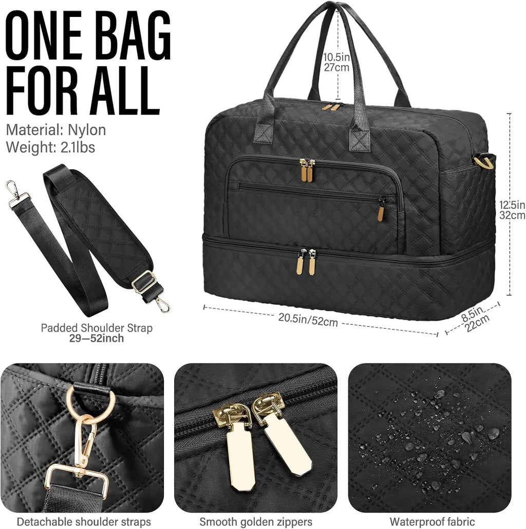 Large Travel Duffle Bag for Women,Carry on Overnight Bag Weekender Bags with Toiletry Bag with Shoe Compartment