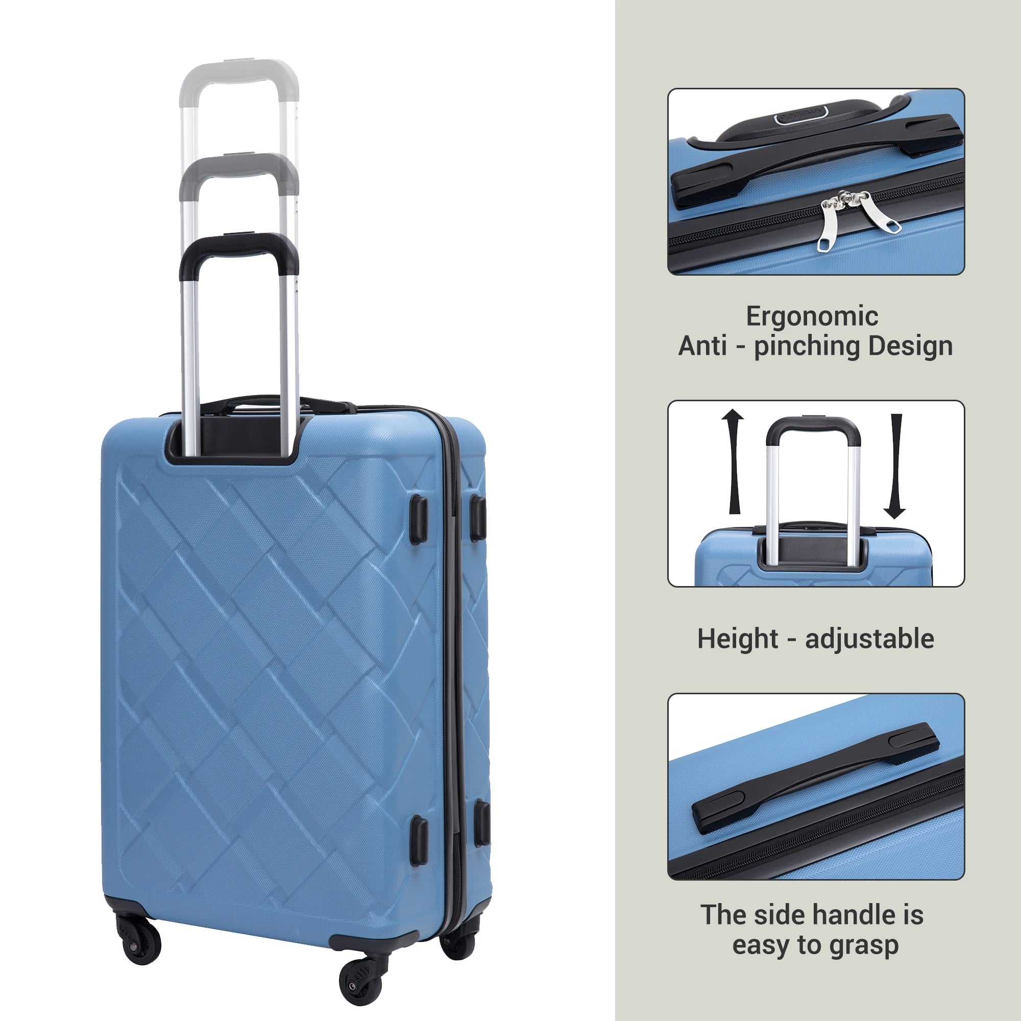 Luggage Sets 3 Piece, Suitcases with Double Spinner Wheel,Suitcase Set ABS Hard Case Luggage with Travel Duffle Bag