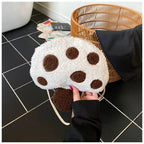 Cartoon Mushroom Girls Plush Shoulder Bags Cute Baby Kids Faux Lamb Wool Crossbody Bag Winter Boys Soft Handbags Coin Purse