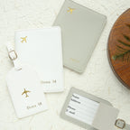 2PCS Custom Name Passport Holder & Luggage Tag Set Customized Gold Monogram Name Faux Leather Passport Cover with a Luggage Tag