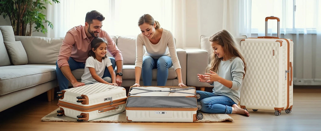 7-Piece Lightweight Durable Luggage Set, Family Travel Suitcase with TSA Lock and Smooth Spinner Wheels