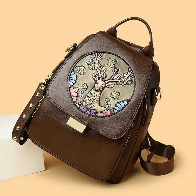 Luxury Women Genuine Leather Backpack Casual Ladies Shoulder Bag Fashion Large Capacity Travel Female Quality Cowhide Knapsack