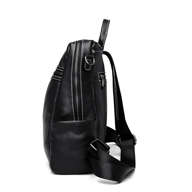 2023 Vintage Women Backpack Large Capacity School Bags Teenagers Girls School Backpack High Quality Genuine Leather Shoulder Bag