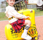 New children's riding suitcase on wheels kids cartoon trolley case travel suitcases can sit and ride horse rolling luggage gifts