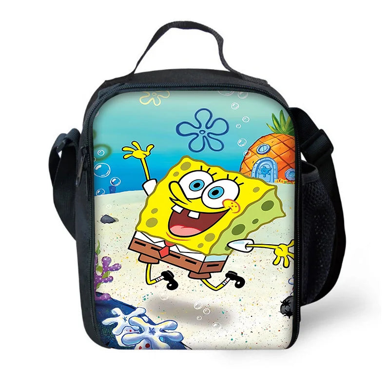 Cute Potdemiel Child School Backpack with Lunch Bags ,Pencil Bags ,School Bags for Boys Girls S-Sponge-BobS Best Gift