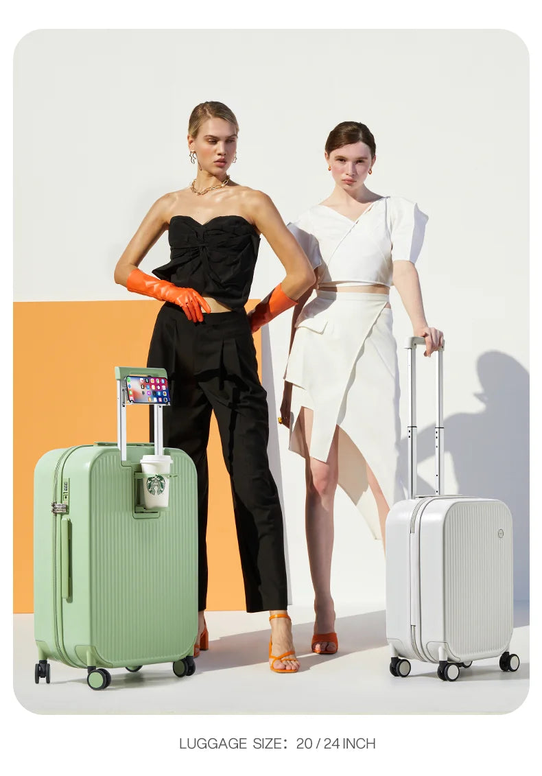 Mixi New Design Suitcase Carry On Luggage with Cup Phone Holder Hard Shell Rolling Luggage PC Spinner Wheels Trolley Case