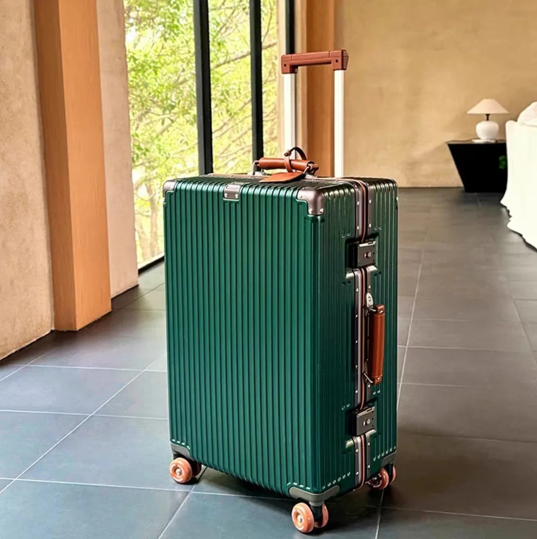 Suitcase Aluminum Frame with Colorful Silent Spinner Wheel TSA Lock Travel Trolley Case 20"Carry-on High-quality Rolling Luggage
