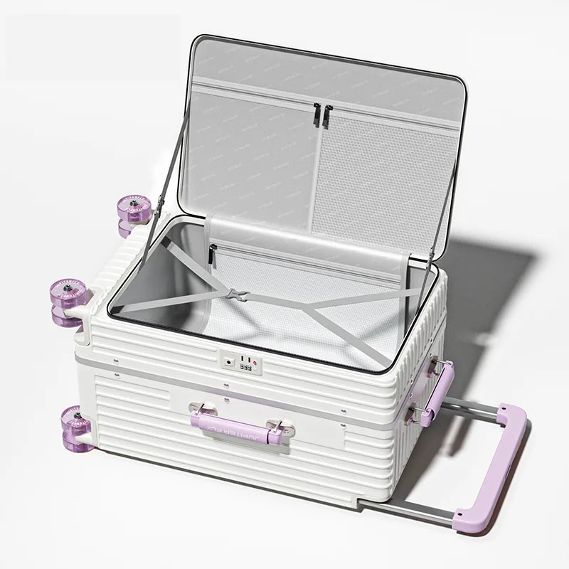 New Luggage 20 inch Carry-on Suitcase Side Opening Travel Suitcase Aluminum Frame Trolley Case 30 inch Large Capacity Luggage
