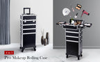 Makeup Trolley Case Detachable 4 in 1 Alloy Train Briefcase for Nail Manicure on Wheels Lock Salon Large Capacity Storage Case