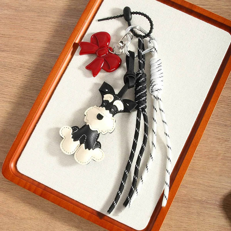 Leather Dachshund Bag Pendant Creative Keychain Lanyard bag Accessory Key Pendant Car Keyring Charm Gift
