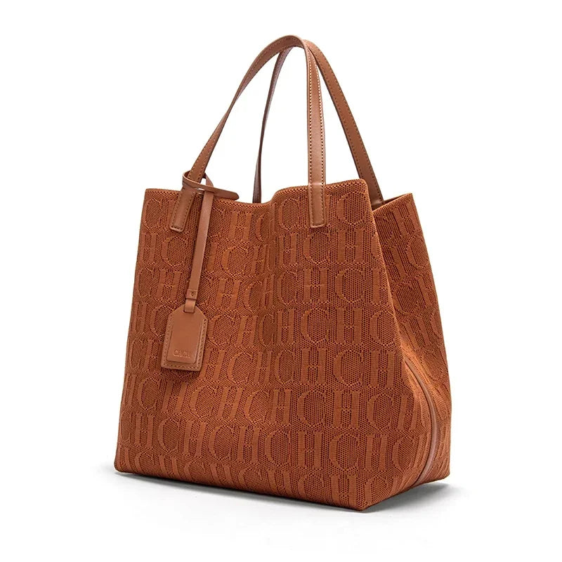 CH High Quality Craft Large Capacity Handbag Ladies Shoulder Bag Fashion Classic New Pure Color Outer Pocket Ladies Handbag
