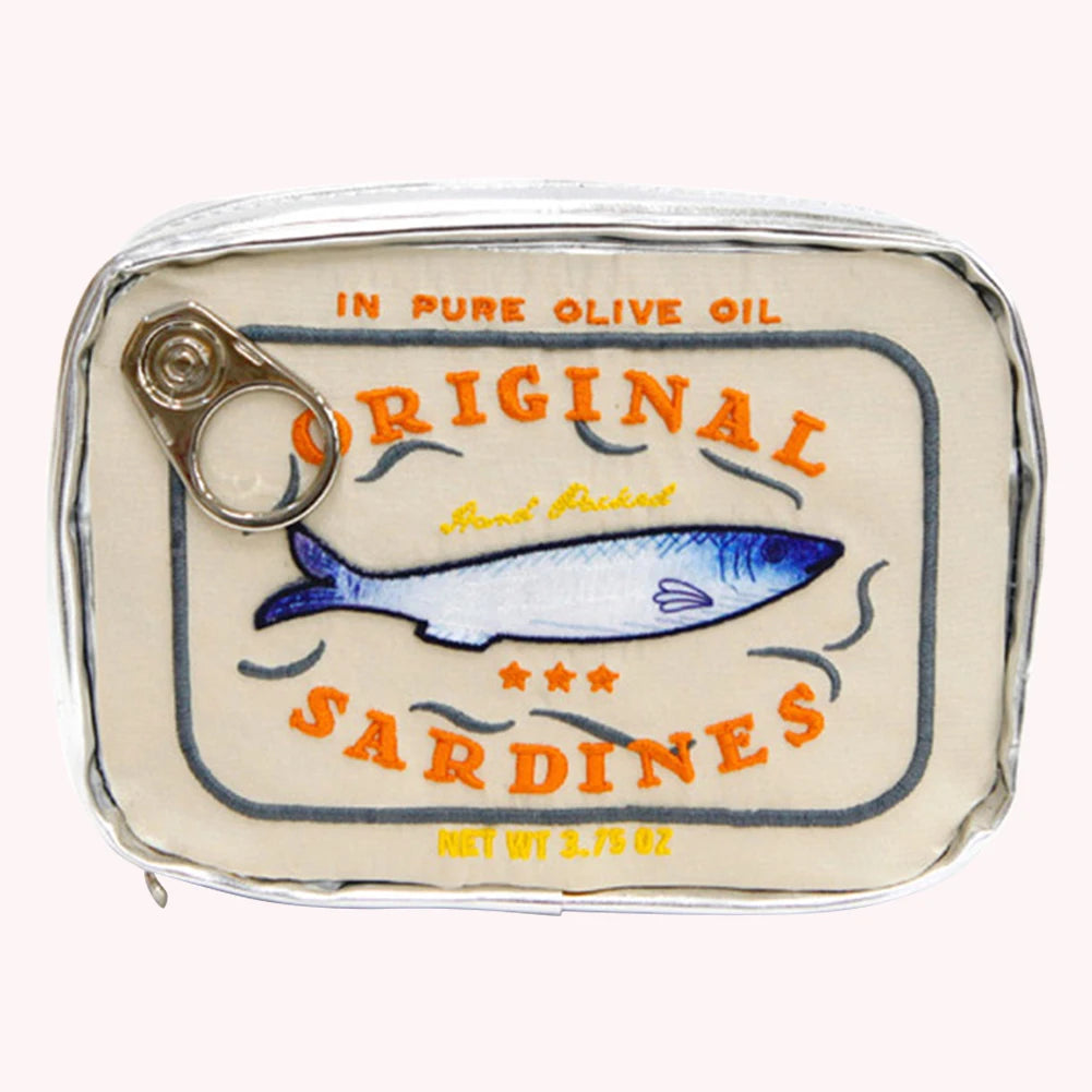 Canned Sardines Style Storage Bag Cute Bath Travel Bag Creative Portable Fashion Zipper Multi-function Soft for Weekend Vacation