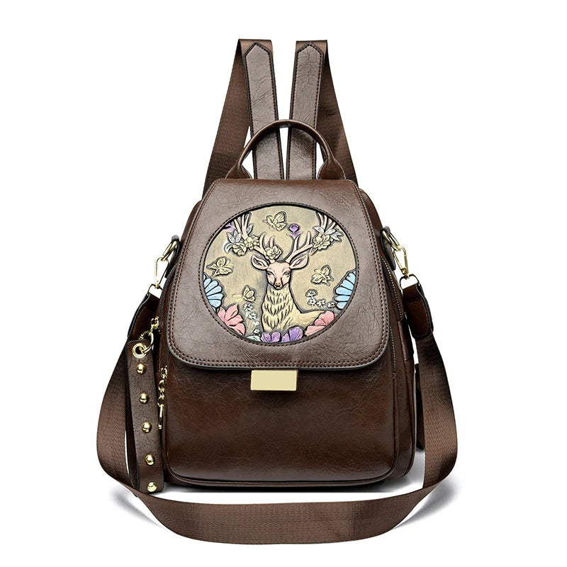 Luxury Women Genuine Leather Backpack Casual Ladies Shoulder Bag Fashion Large Capacity Travel Female Quality Cowhide Knapsack