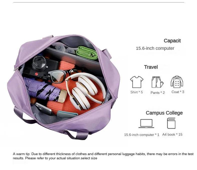 Universal Wheel Expandable Luggage Large Capacity Lightweight Travel Fitness Bag with Dry And Wet Separation Storage