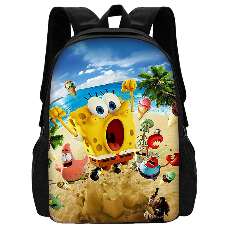 Cute Potdemiel Child School Backpack with Lunch Bags ,Pencil Bags ,School Bags for Boys Girls S-Sponge-BobS Best Gift