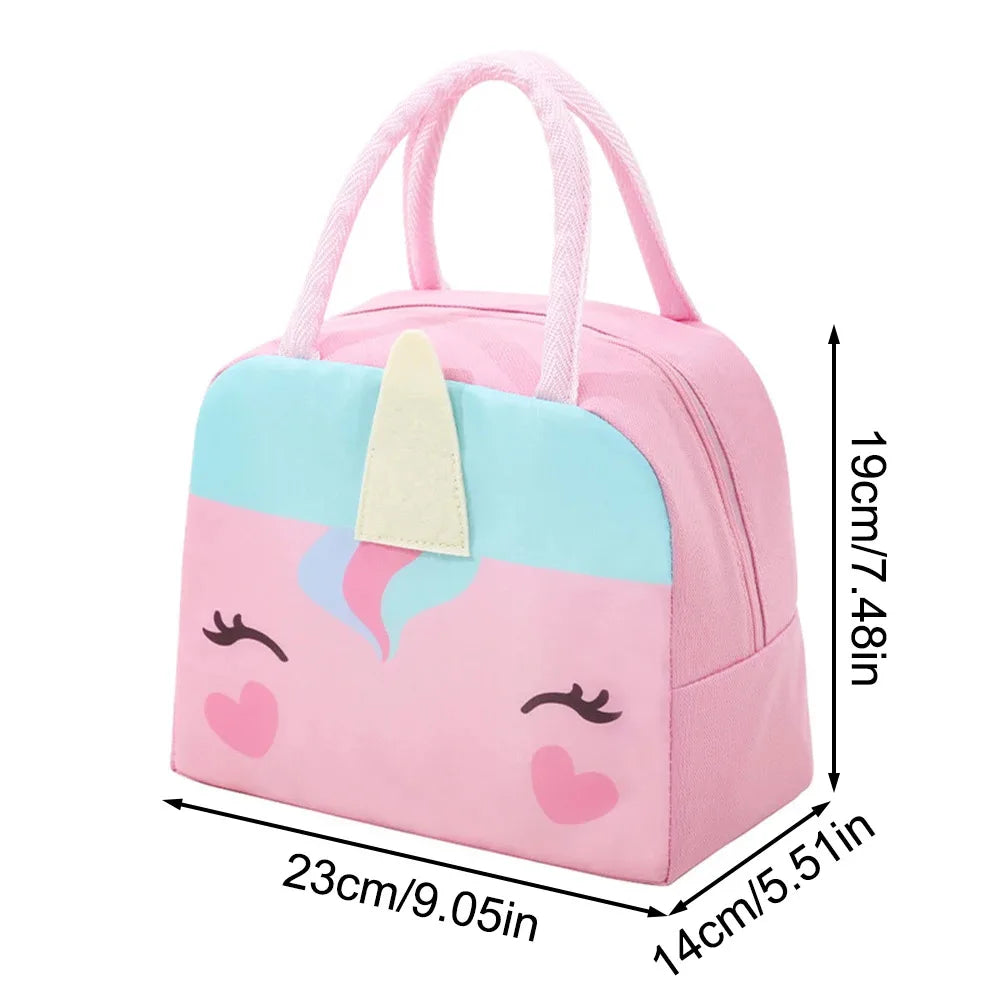 3D Cartoon Insulated Lunch Bag Thermal Food Container Bag for Students Portable Handheld Lunch Box Tote with Easy-Carry Handle