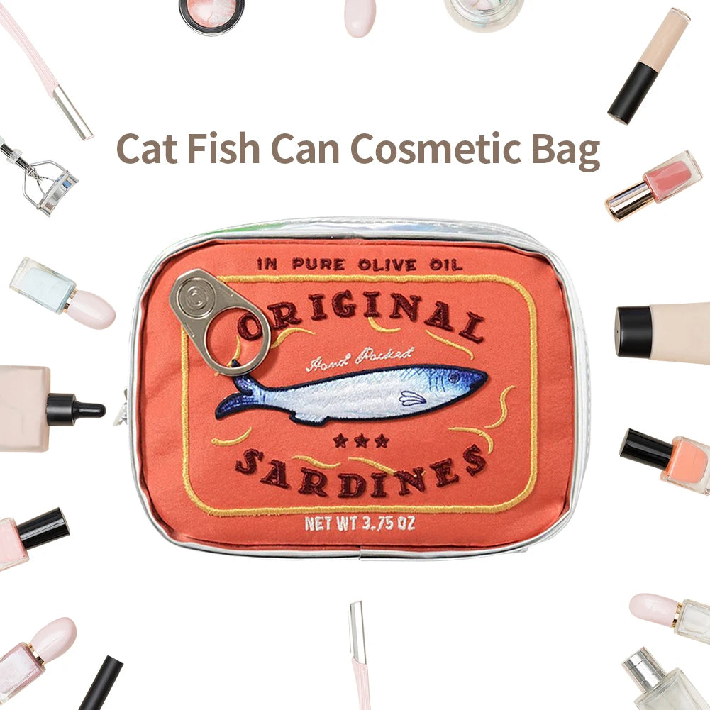 Canned Sardines Style Storage Bag Cute Bath Travel Bag Creative Portable Fashion Zipper Multi-function Soft for Weekend Vacation