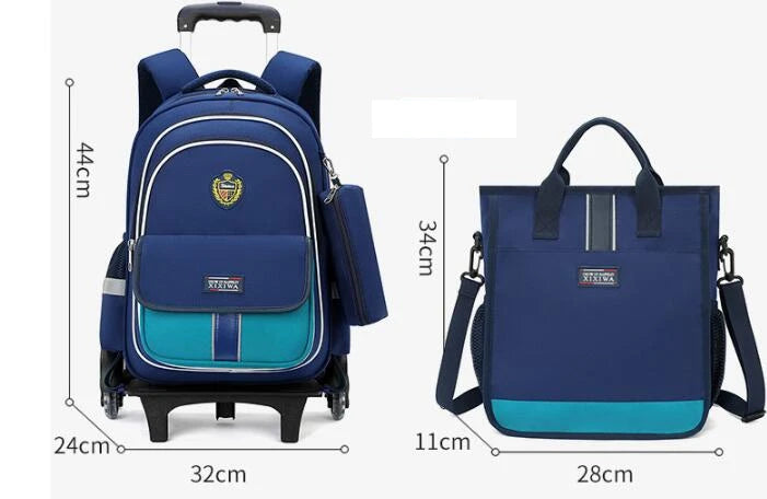 School Rolling Backpack for Girls Trolley School Bags Backpack with Wheels Carry-on Travel Luggage with Handbag Toddler Bags