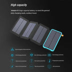 Lenovo LED Solar Power Bank  200000mAh 4 Solar Panels Wireless Charger Portable External Battery Flashlight for Outdoor Travel