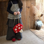 Cartoon Mushroom Girls Plush Shoulder Bags Cute Baby Kids Faux Lamb Wool Crossbody Bag Winter Boys Soft Handbags Coin Purse