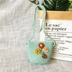 Children's Straw Crossbody Bag Lovely Girls Small Coin Purse Princess Wallet Handbags Baby Kids Mini Summer Shoulder Bags