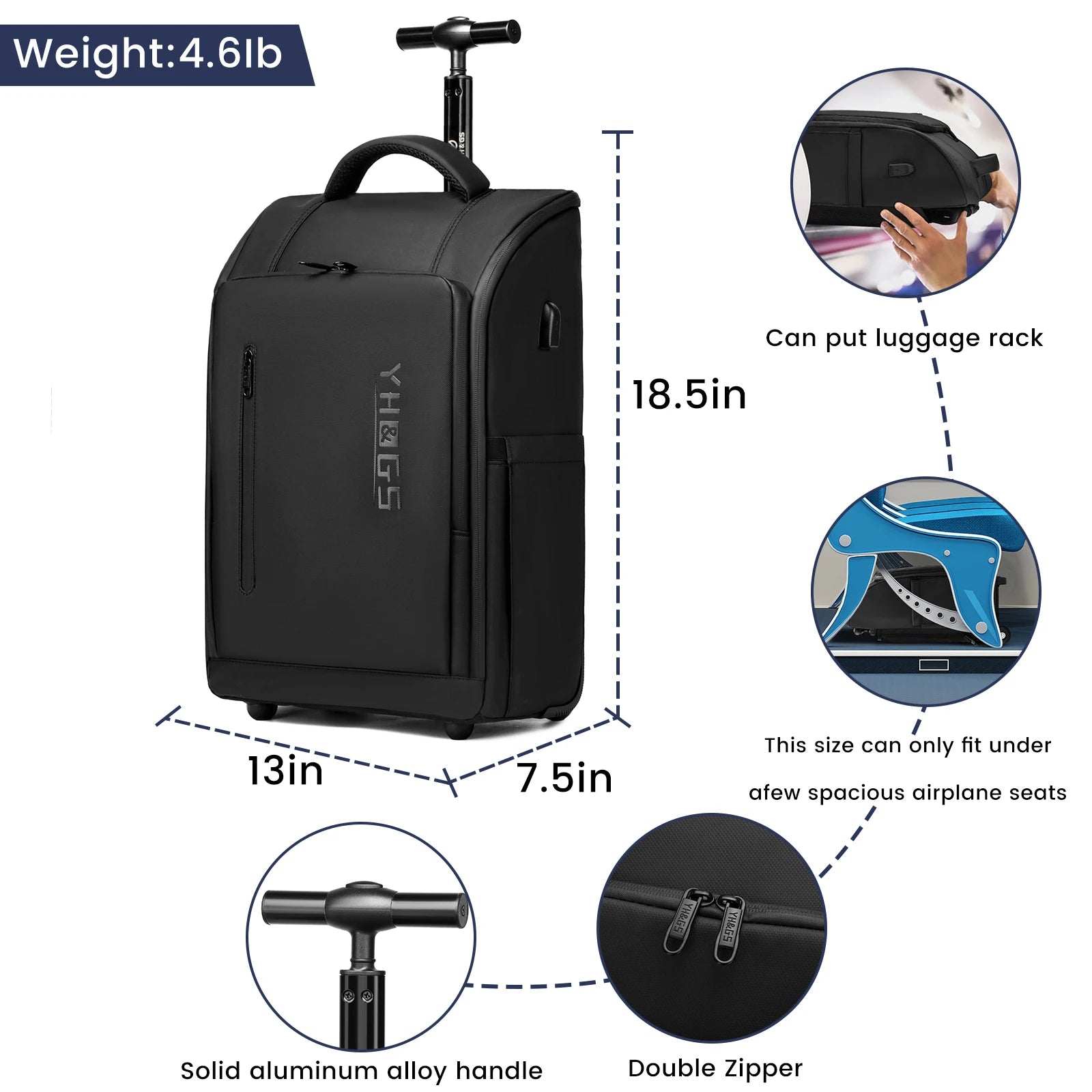 RUCYEN Rolling Backpack 15.6in Laptop Water Backpack