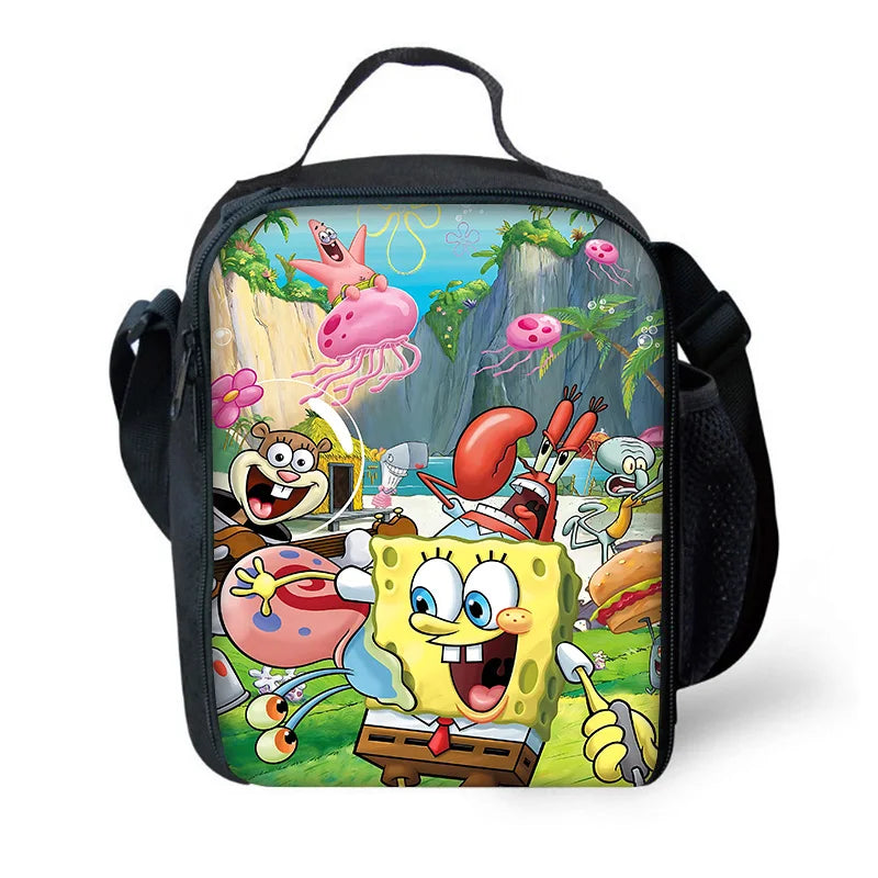Cute Potdemiel Child School Backpack with Lunch Bags ,Pencil Bags ,School Bags for Boys Girls S-Sponge-BobS Best Gift