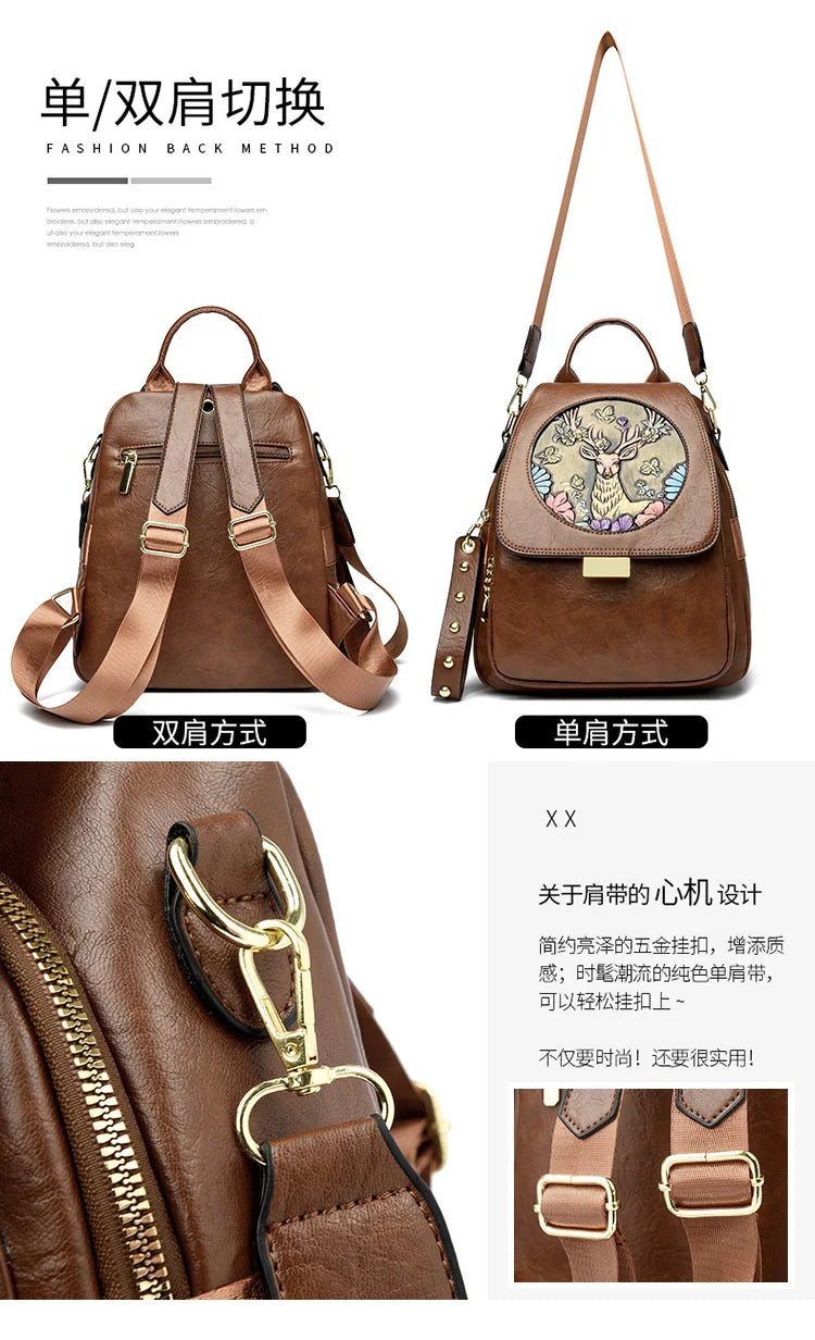 Luxury Women Genuine Leather Backpack Casual Ladies Shoulder Bag Fashion Large Capacity Travel Female Quality Cowhide Knapsack