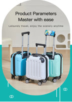 14 inch suitcase with phone holder for easy carrying during travel 360 degree roller suitcase for business purposes suitcase